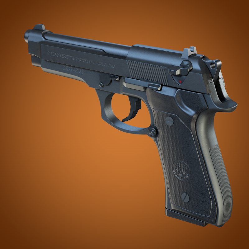 Beretta 92 handgun 3D model_1