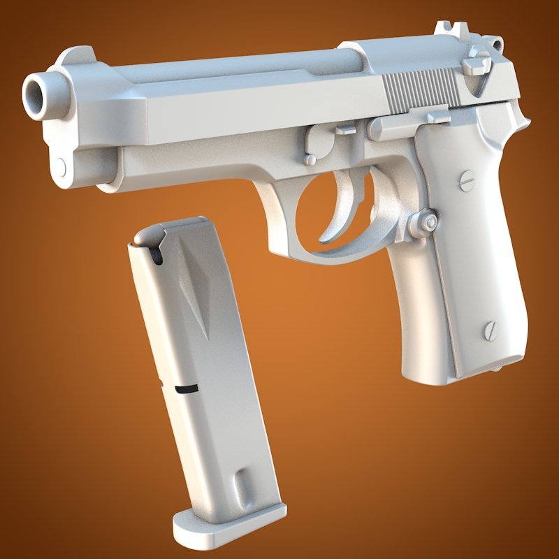Beretta 92 handgun 3D model_7