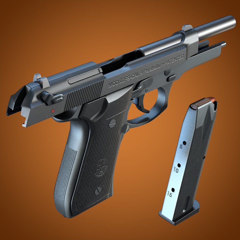 Beretta 92 handgun 3D model_5