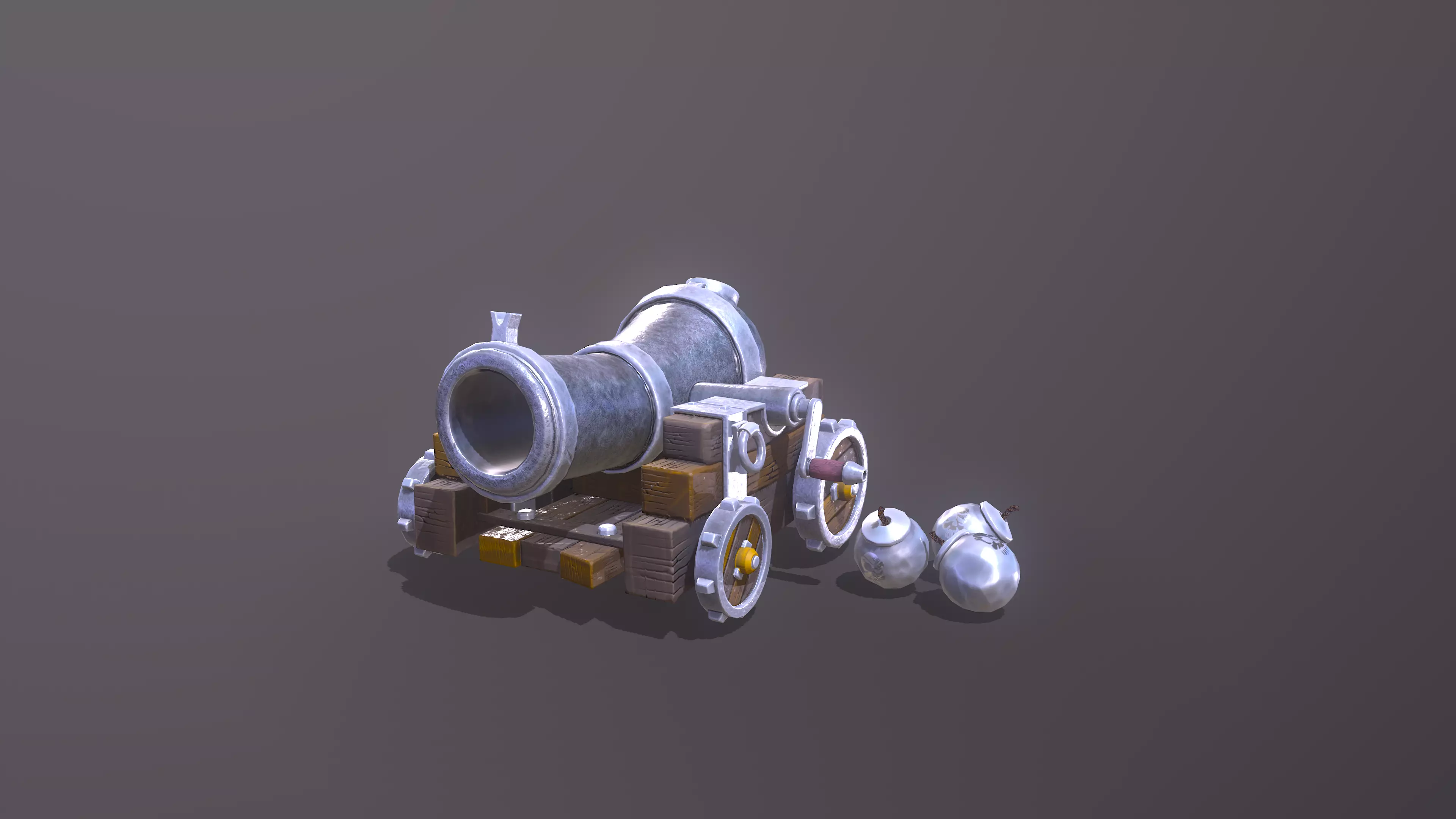 Cannon Low-poly 3D model metal Free low-poly 3D model_0