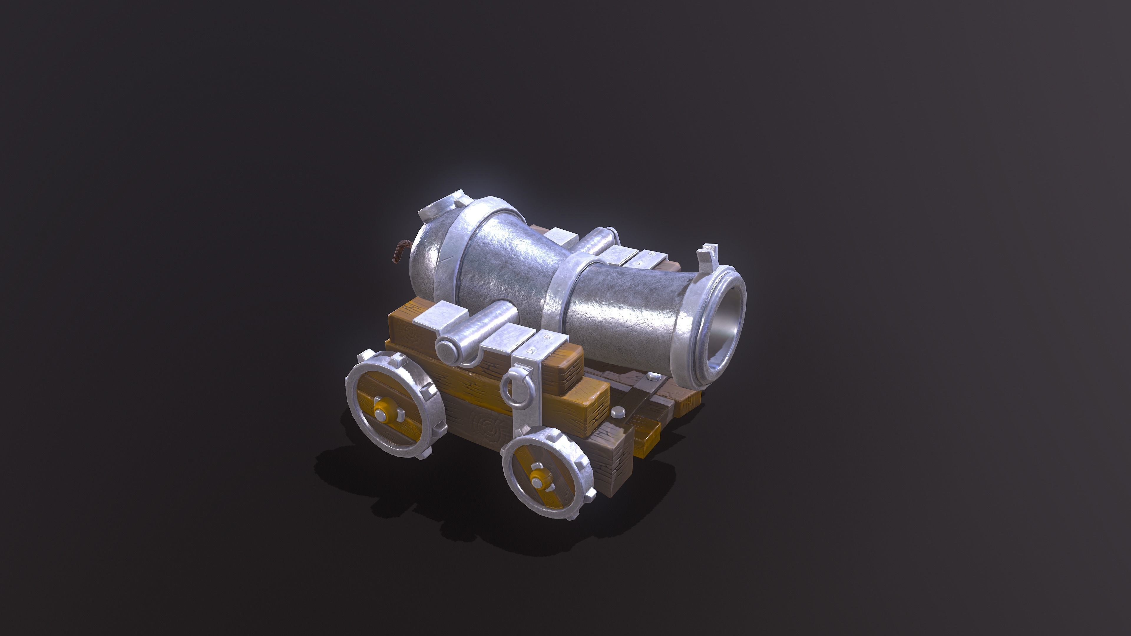 Cannon Low-poly 3D model metal Free low-poly 3D model_2