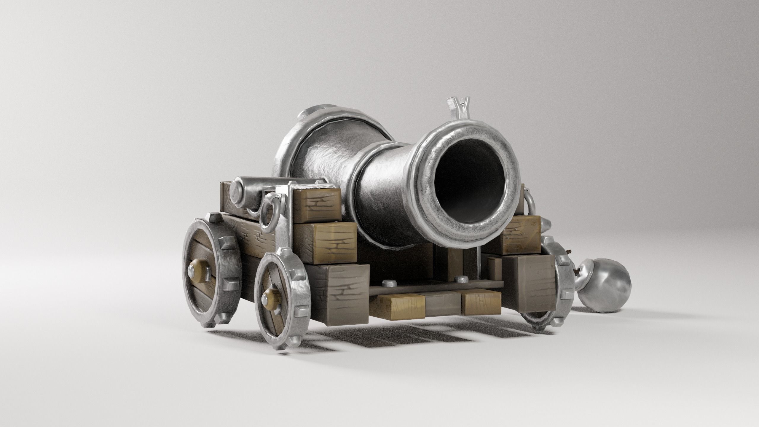 Cannon Low-poly 3D model metal Free low-poly 3D model_5