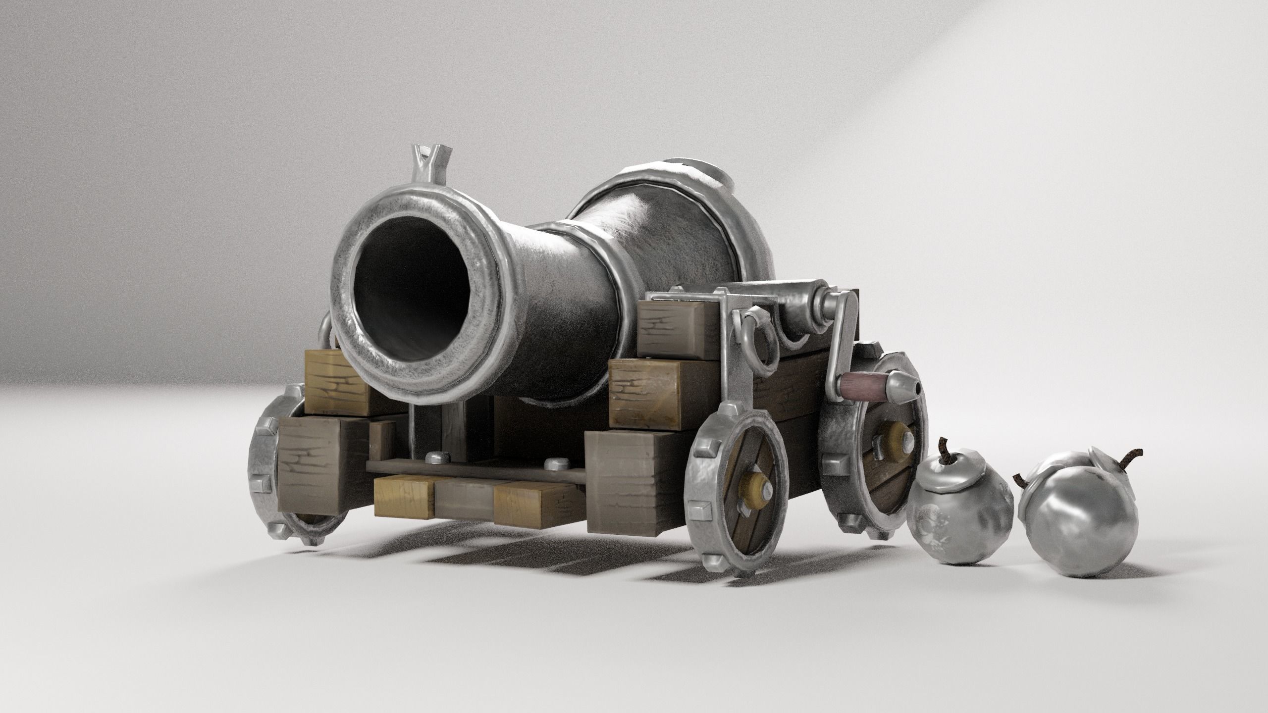 Cannon Low-poly 3D model metal Free low-poly 3D model_4
