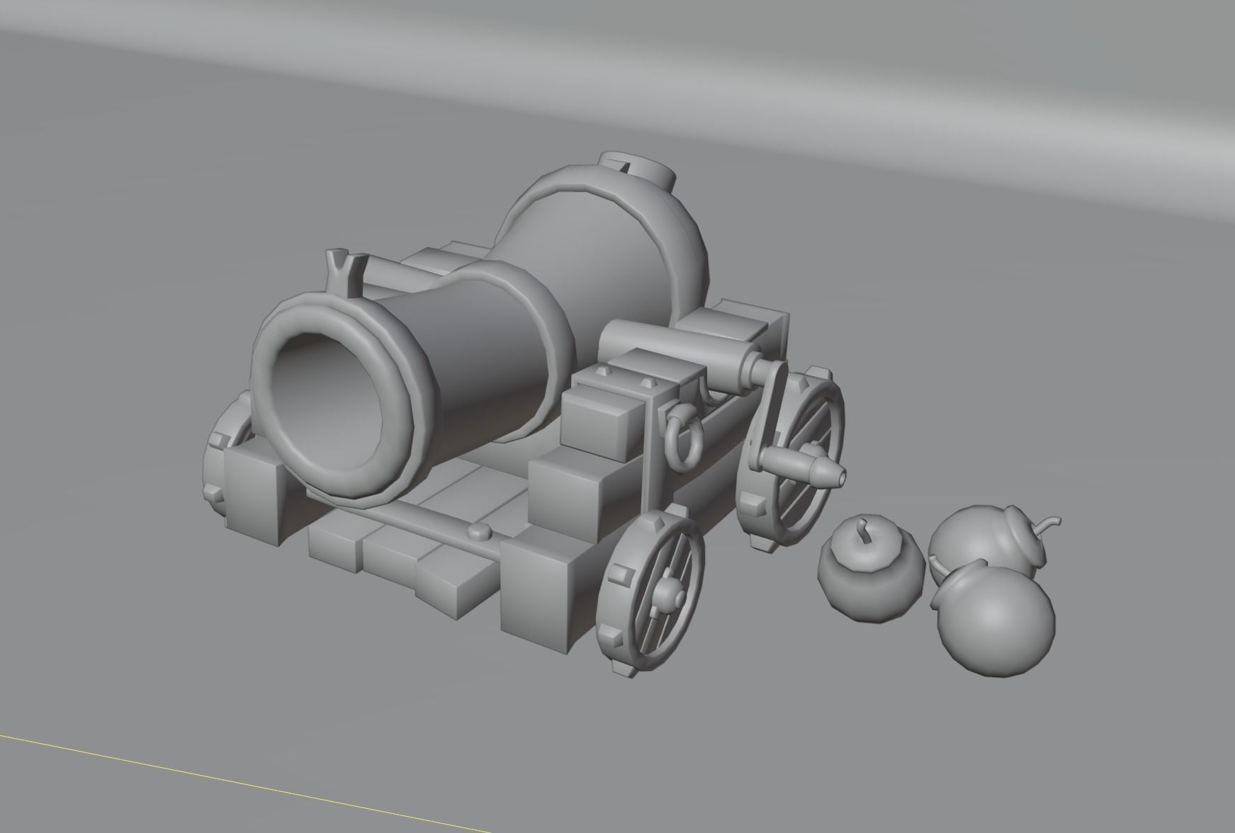Cannon Low-poly 3D model metal Free low-poly 3D model_7