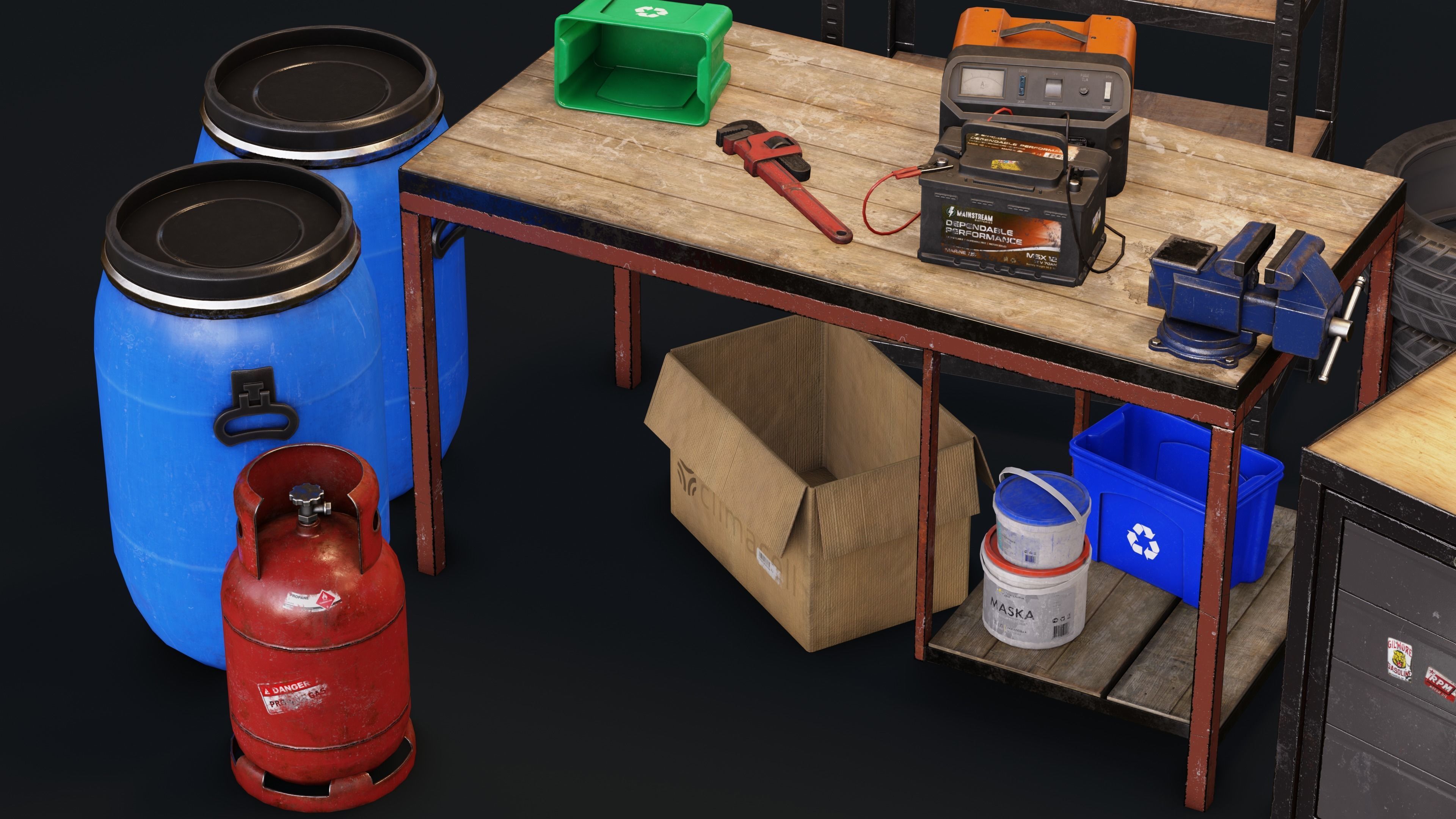 Garage Props Pack Low-poly 3D model_3