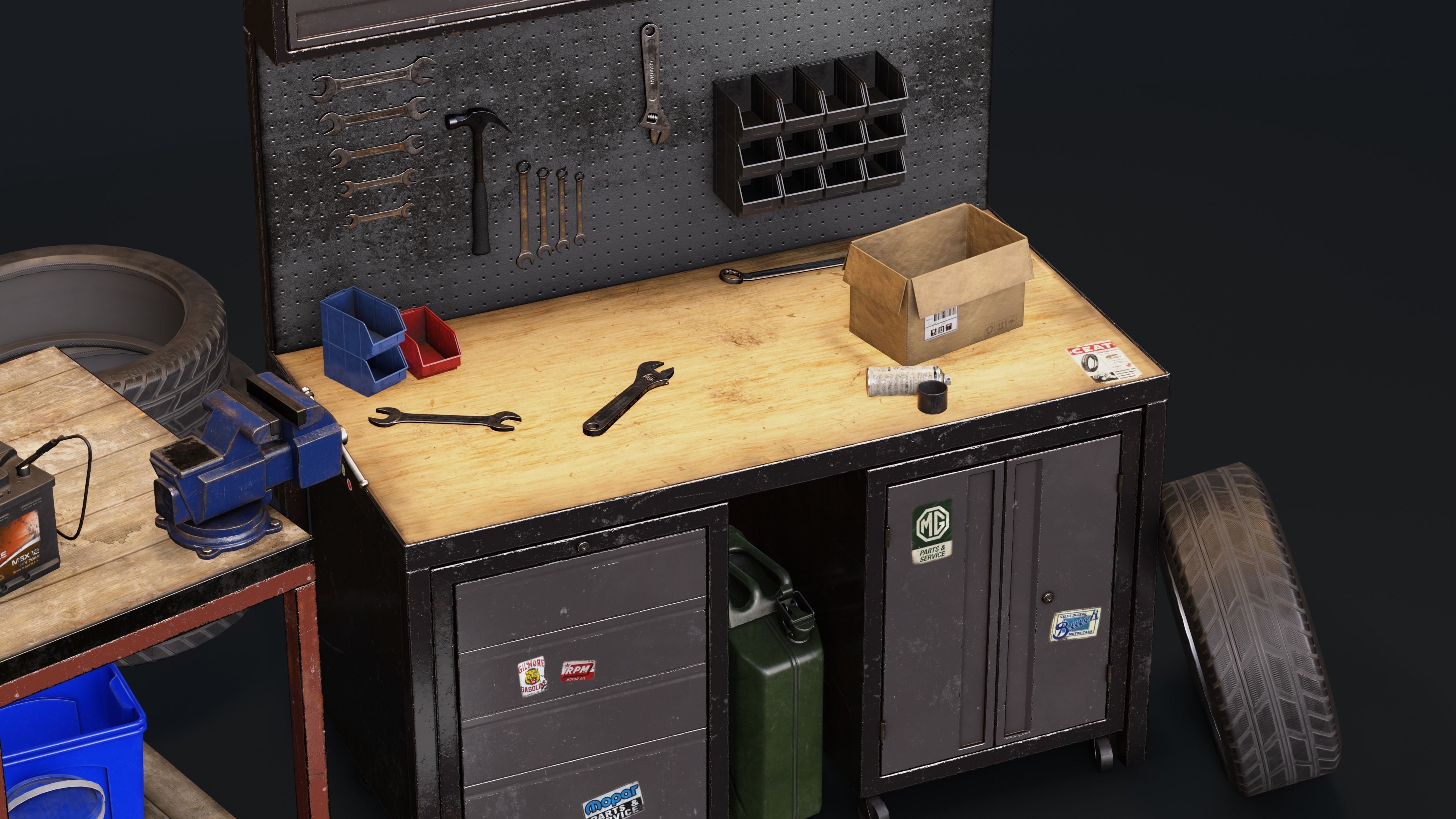 Garage Props Pack Low-poly 3D model_4