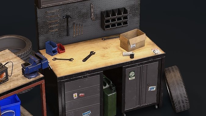 Garage Props Pack Low-poly 3D model 5