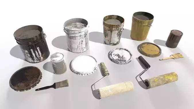 Old Paint Tools Junk Low-poly 3D model