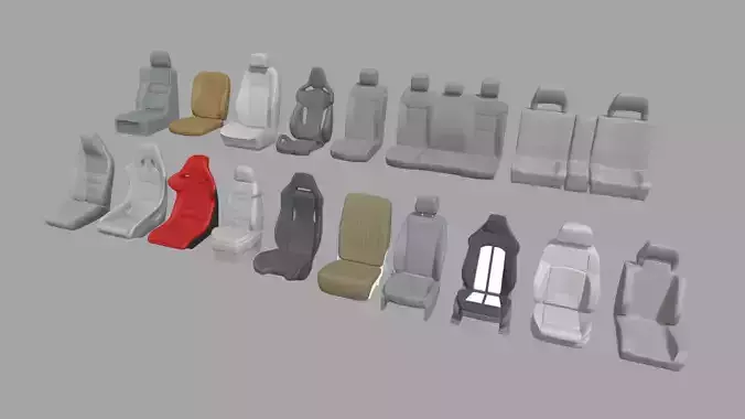 Mega Car Seat Pack Low-poly 3D model