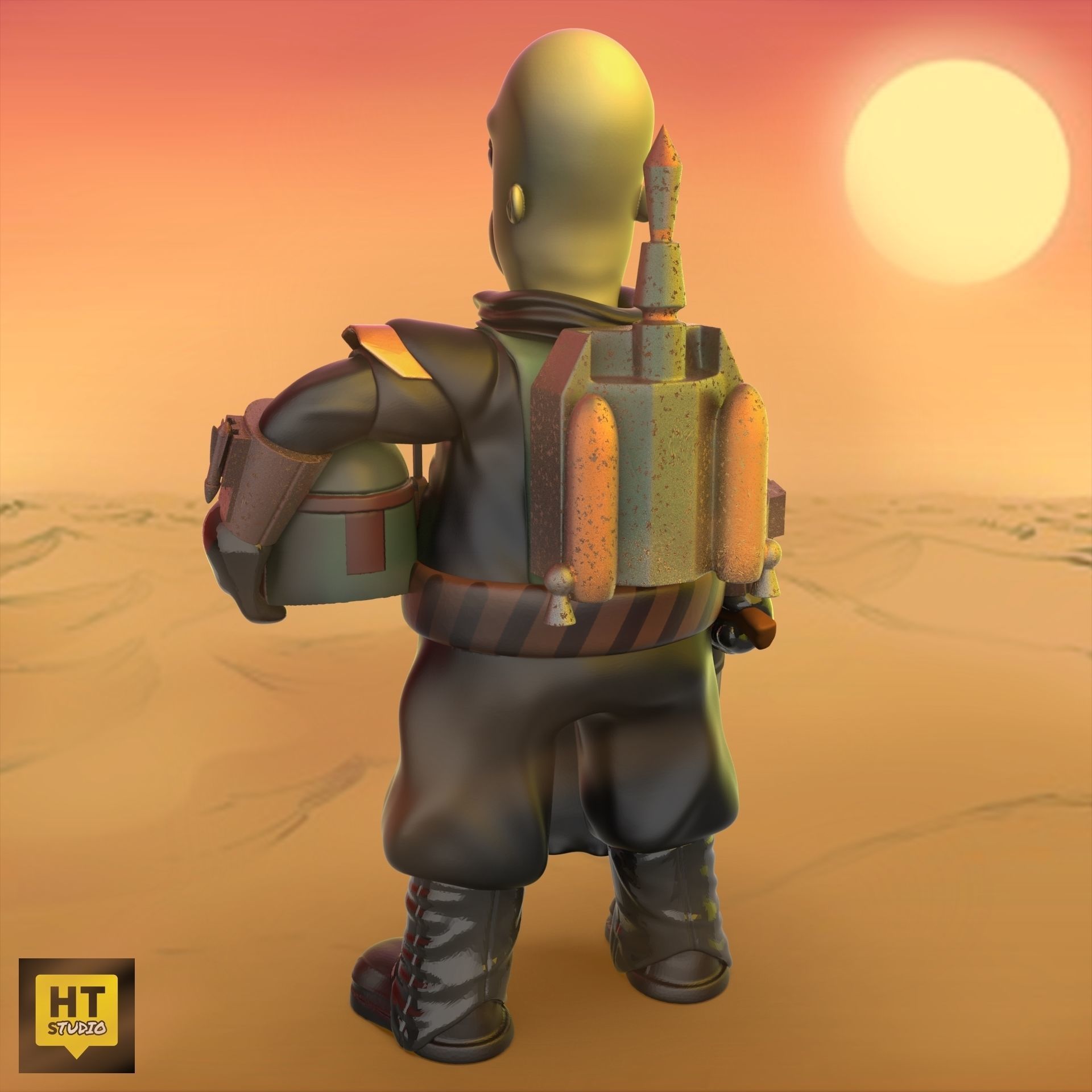 Homer Boba Fett 3D print model_4