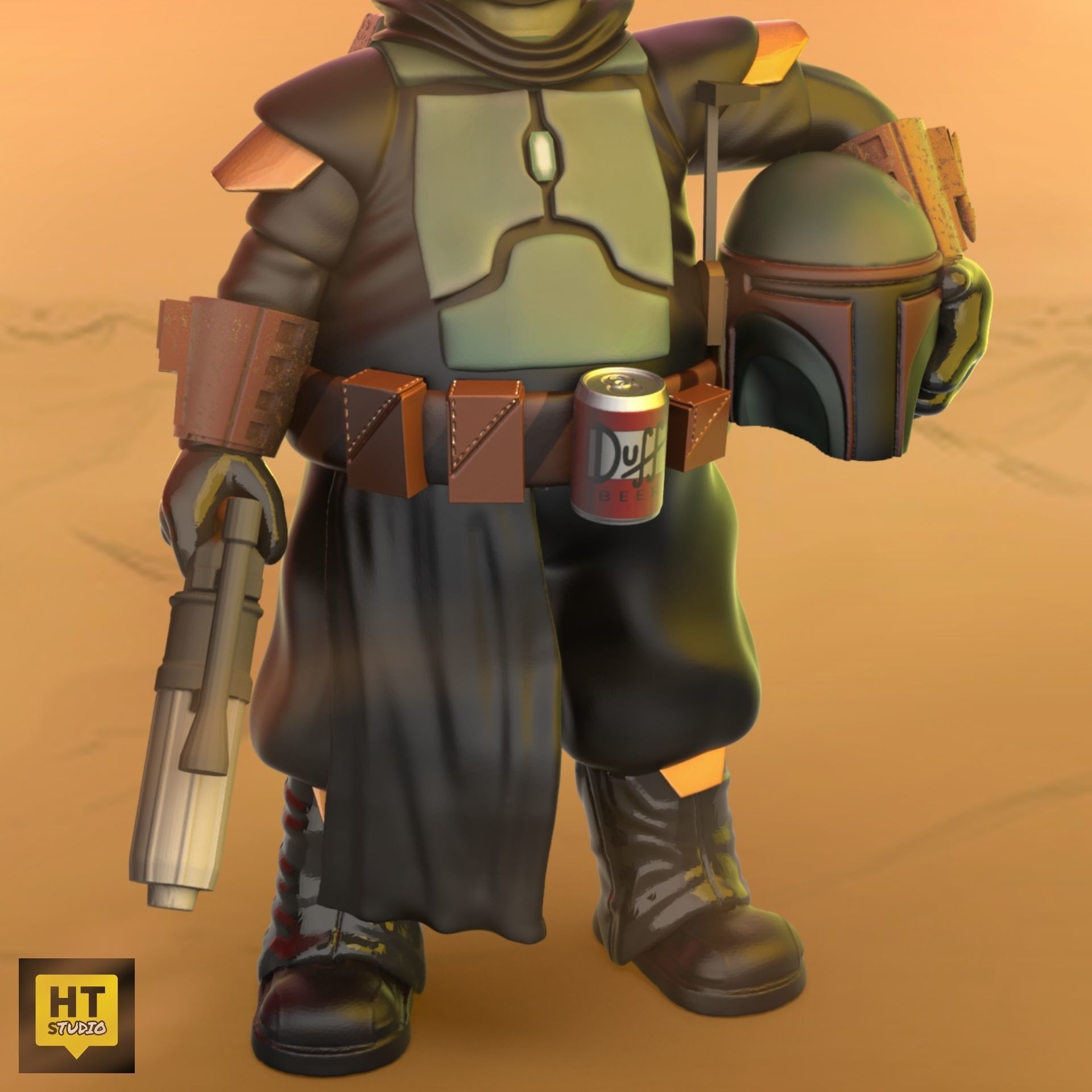 Homer Boba Fett 3D print model_2