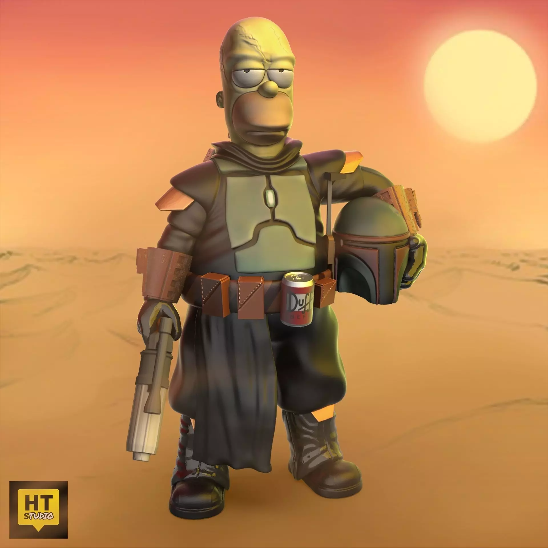 Homer Boba Fett 3D print model_0
