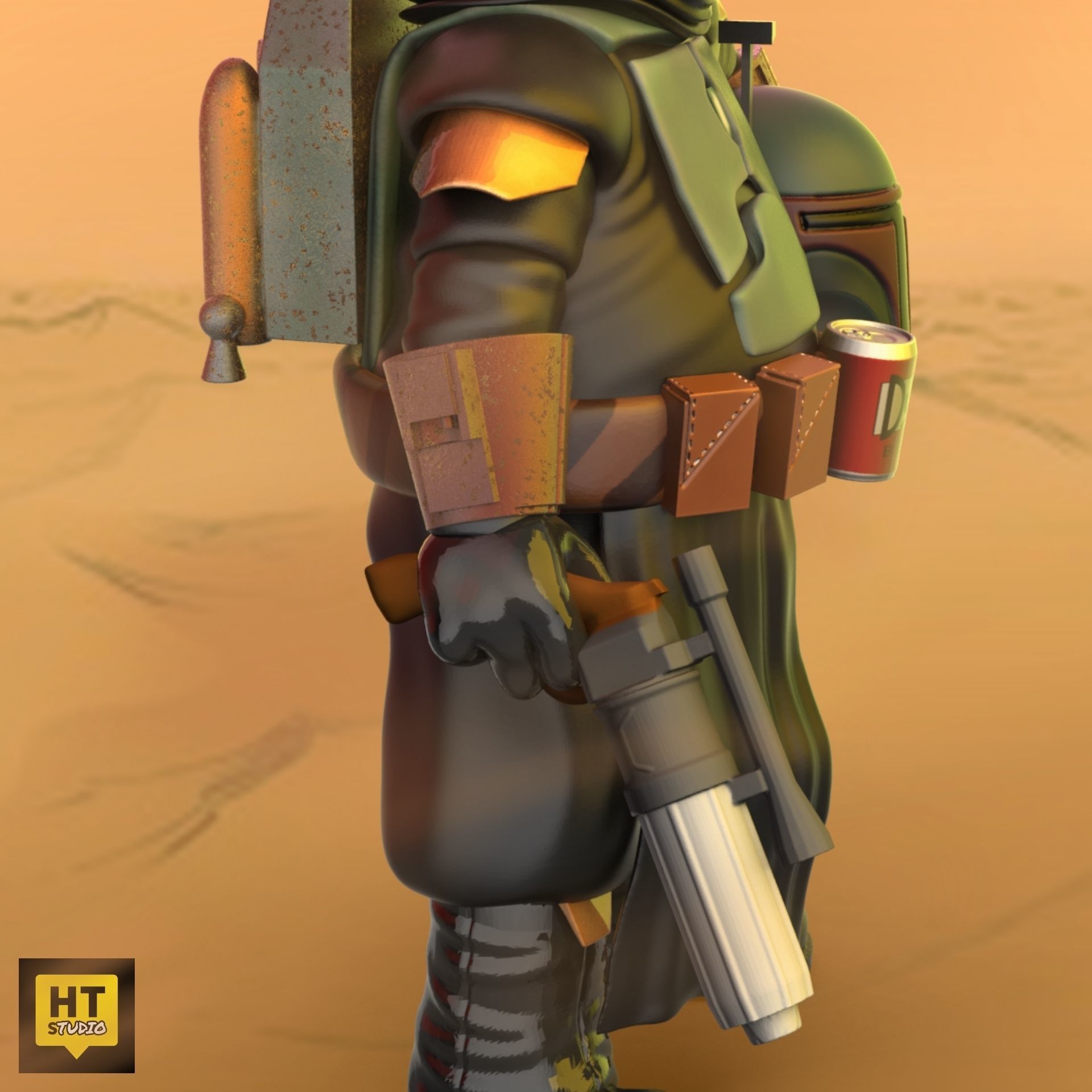 Homer Boba Fett 3D print model_7