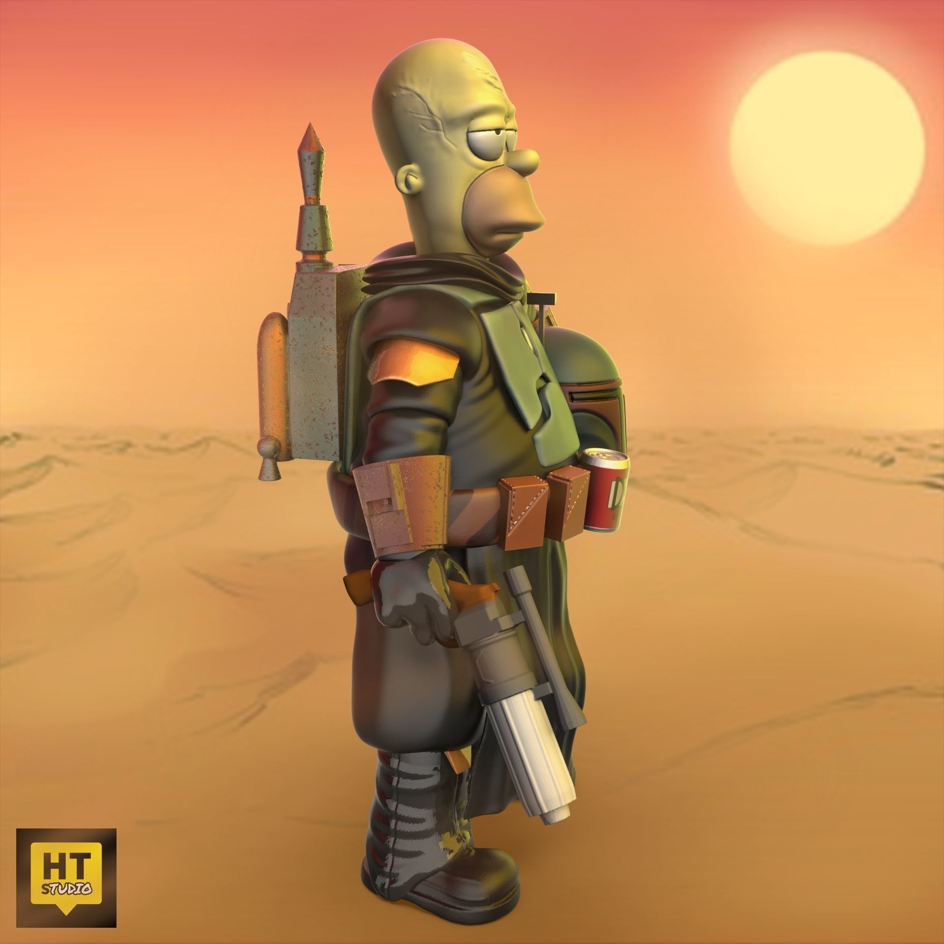 Homer Boba Fett 3D print model_6