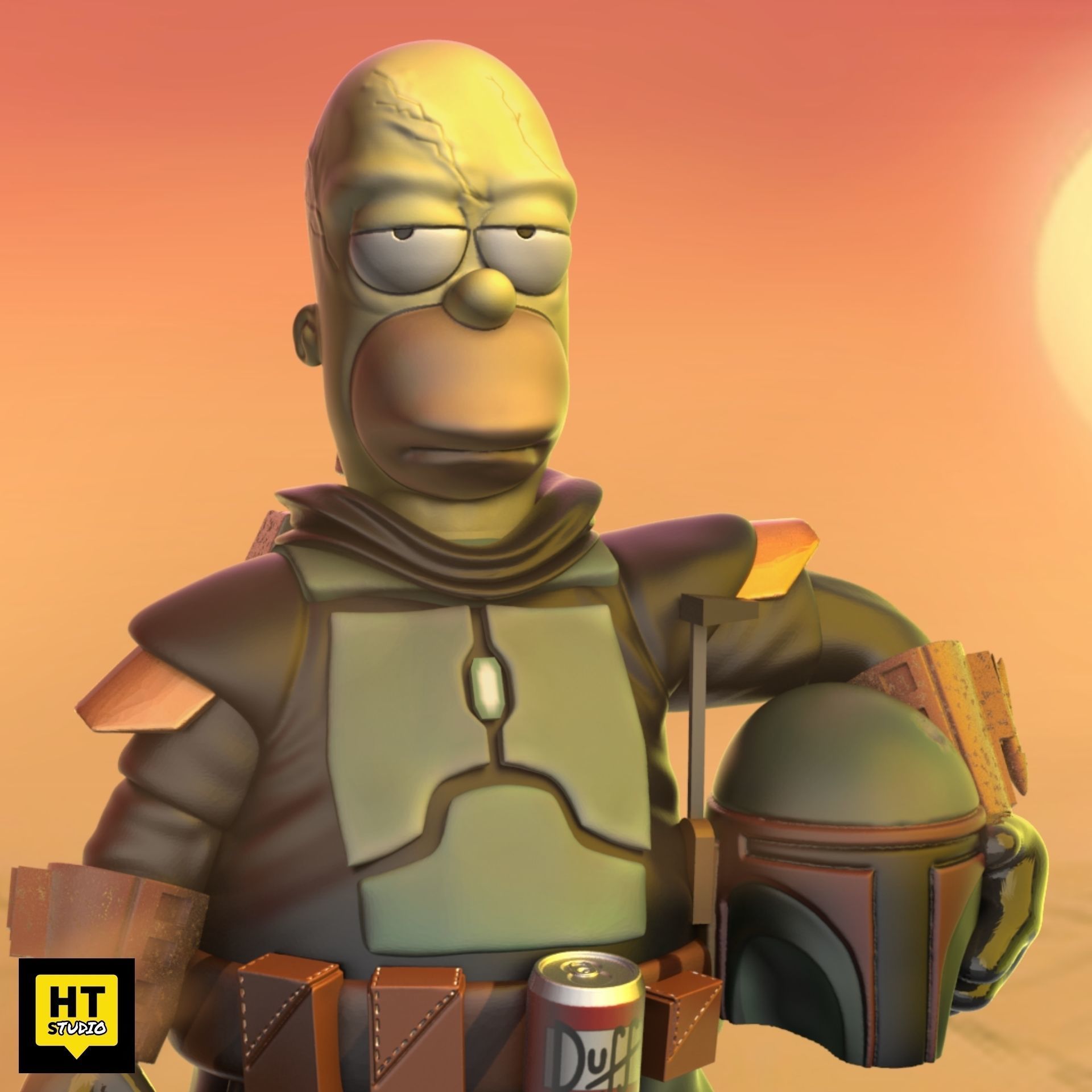 Homer Boba Fett 3D print model_1