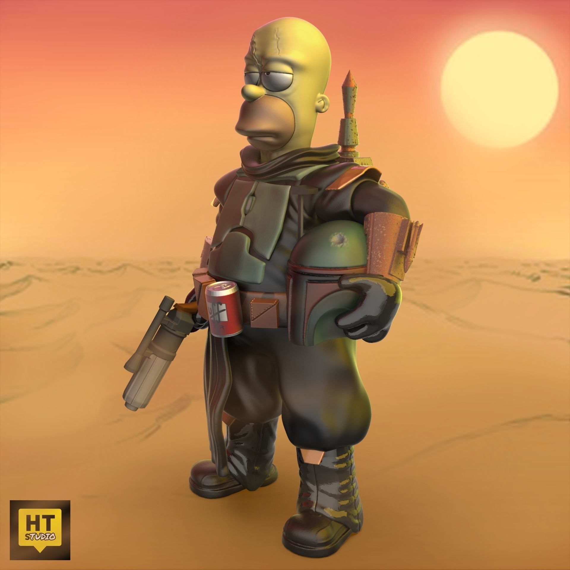 Homer Boba Fett 3D print model_3