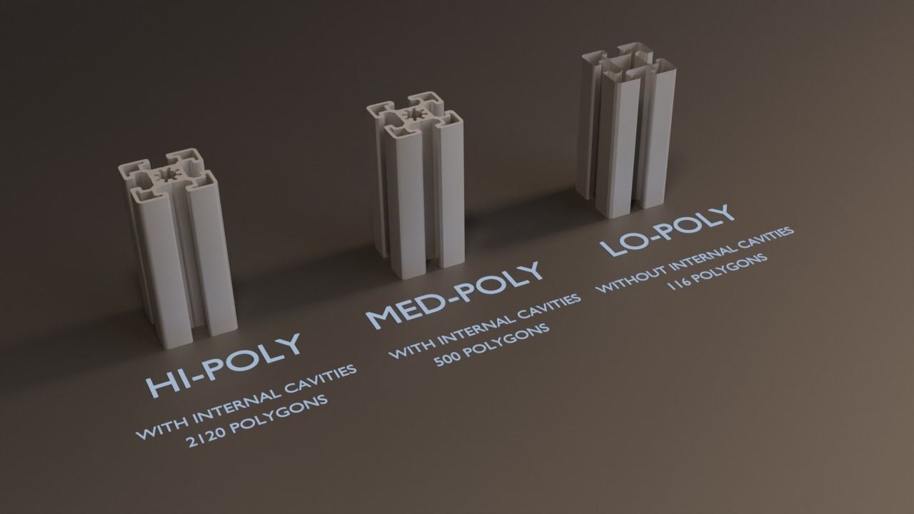 8020 45mm 4-slot extrusion 3D model_1