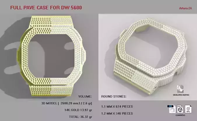 Full pave diamond Case for DW5600 3D print model