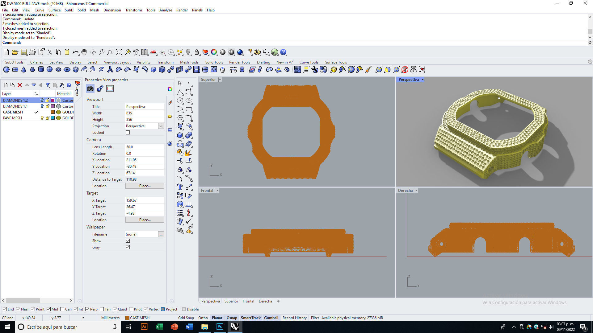Full pave diamond Case for DW5600 3D print model_6