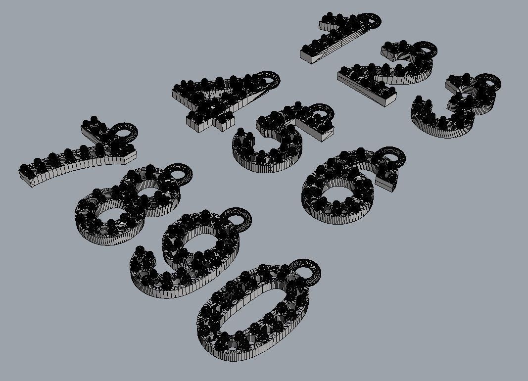 Diamond Numbers Pendants 3D print model_8