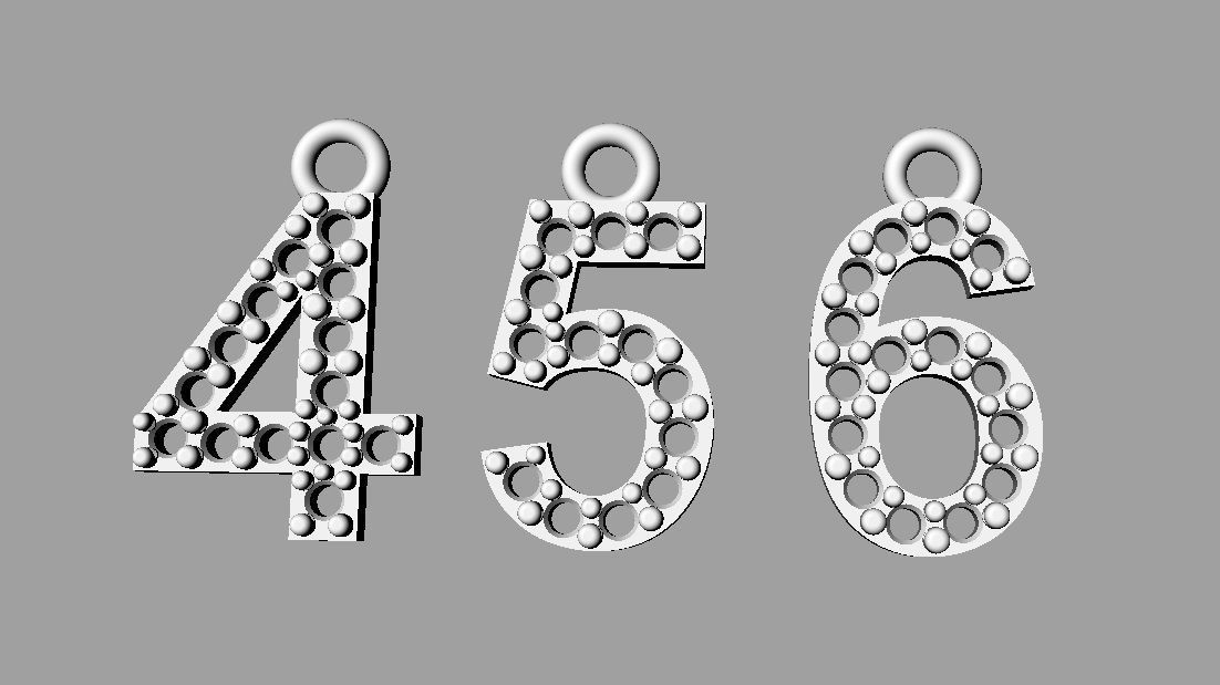 Diamond Numbers Pendants 3D print model_11