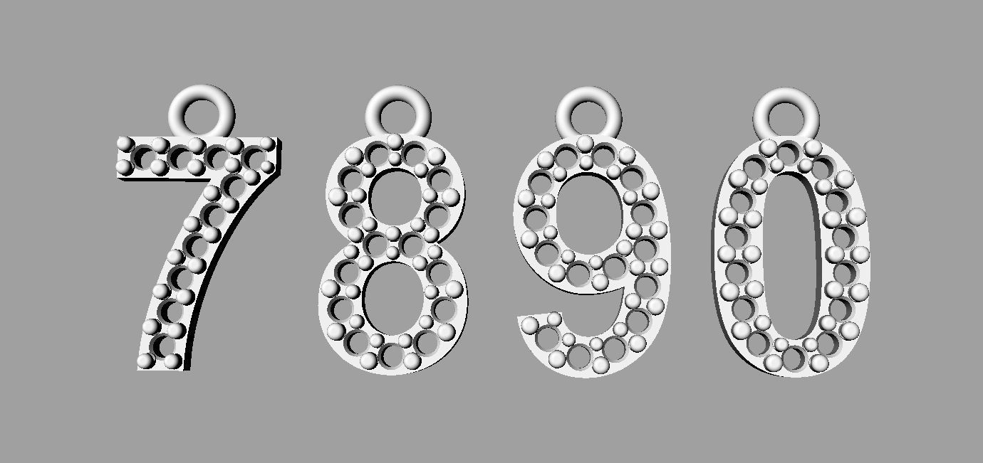 Diamond Numbers Pendants 3D print model_12