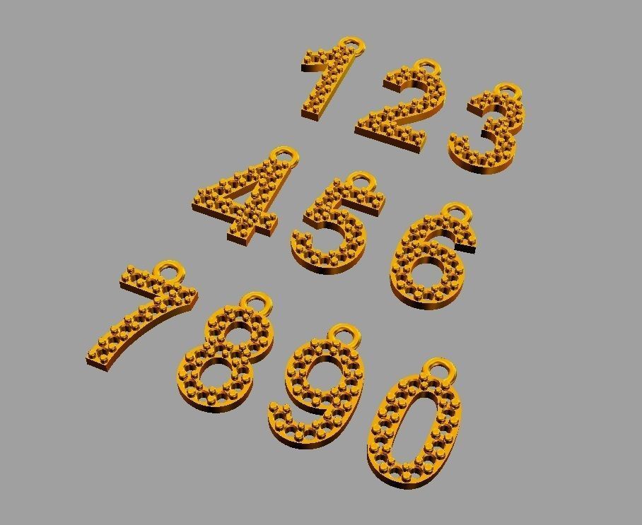 Diamond Numbers Pendants 3D print model_6