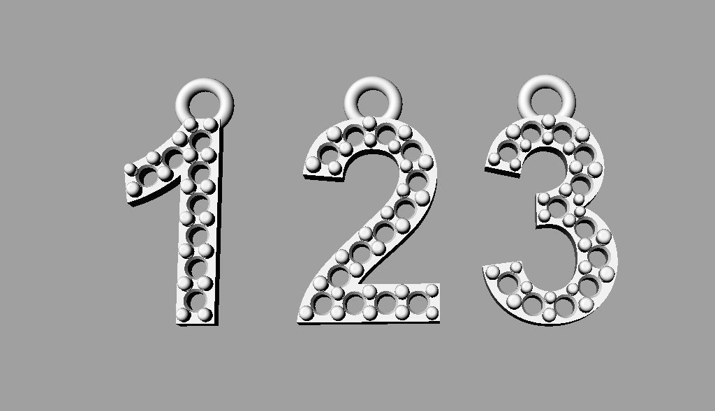 Diamond Numbers Pendants 3D print model_10