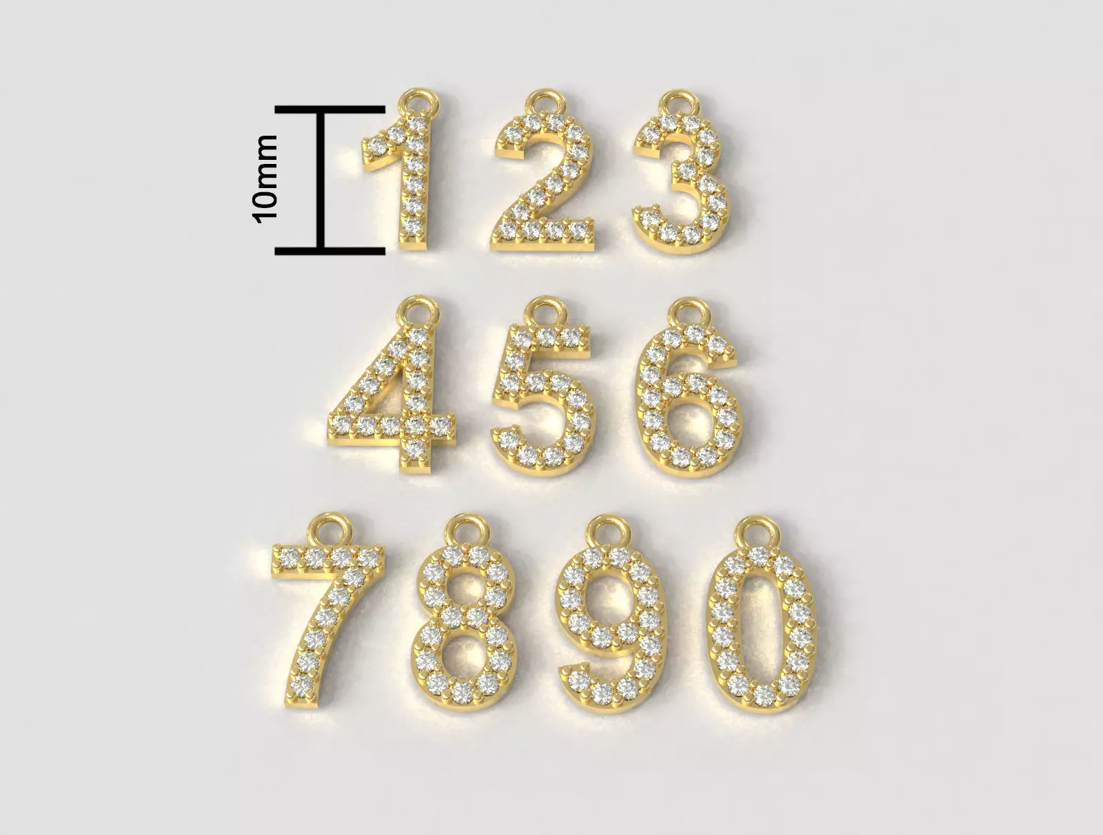 Diamond Numbers Pendants 3D print model_0