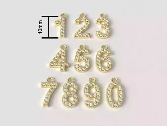 Diamond Numbers Pendants 3D print model
