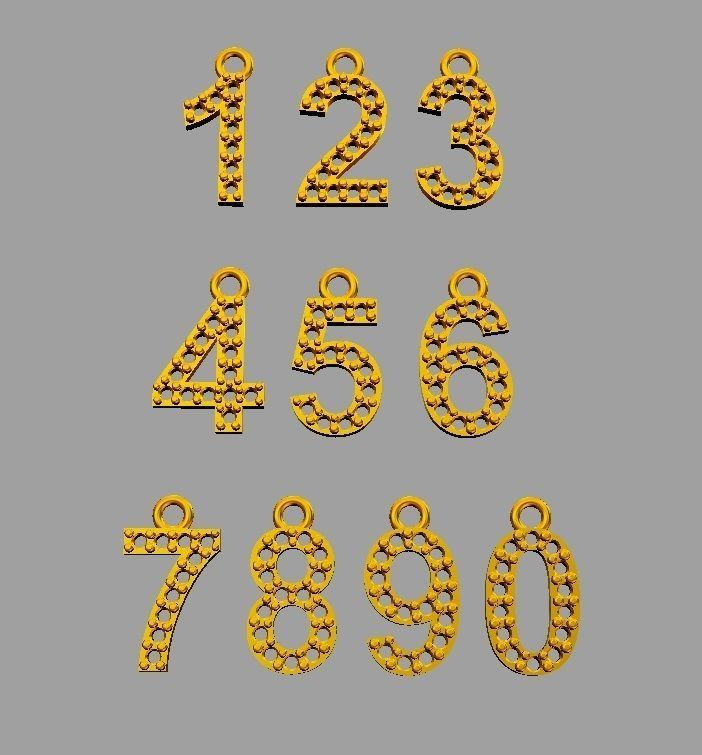 Diamond Numbers Pendants 3D print model_7
