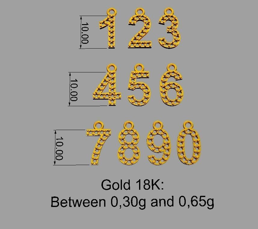 Diamond Numbers Pendants 3D print model_4