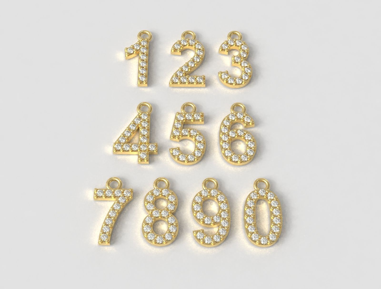 Diamond Numbers Pendants 3D print model_2