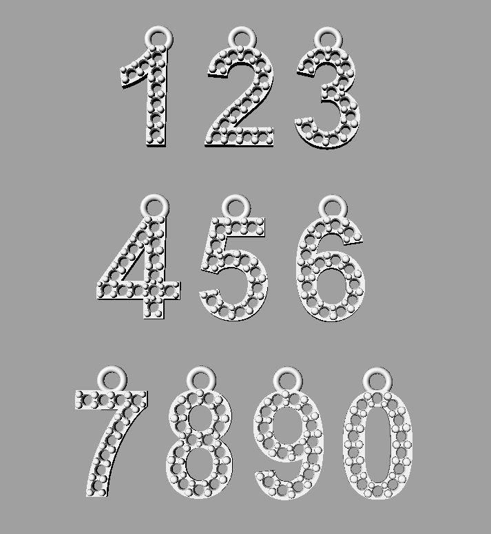 Diamond Numbers Pendants 3D print model_13
