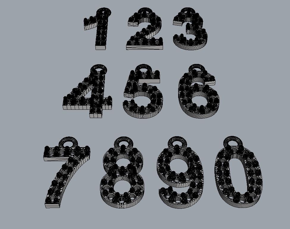 Diamond Numbers Pendants 3D print model_9