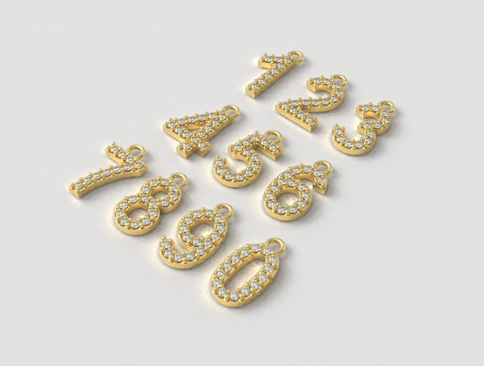 Diamond Numbers Pendants 3D print model_3