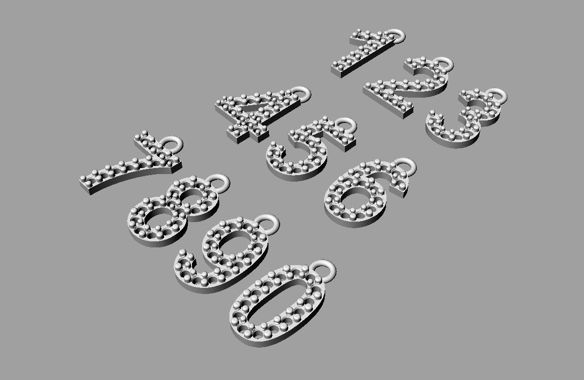 Diamond Numbers Pendants 3D print model_14