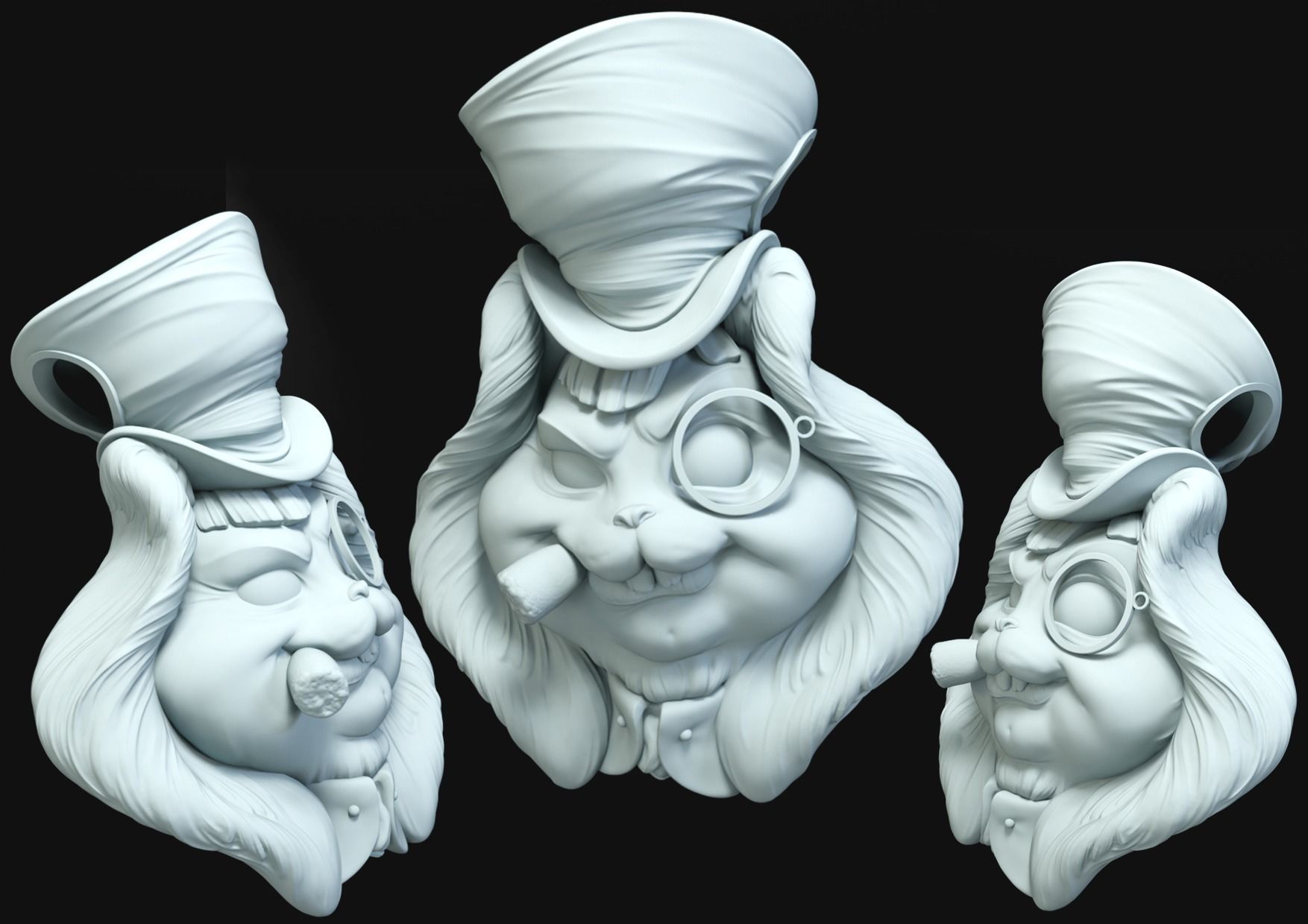 Hatters Rabbit Jewelry Pendant -  3D print model_1