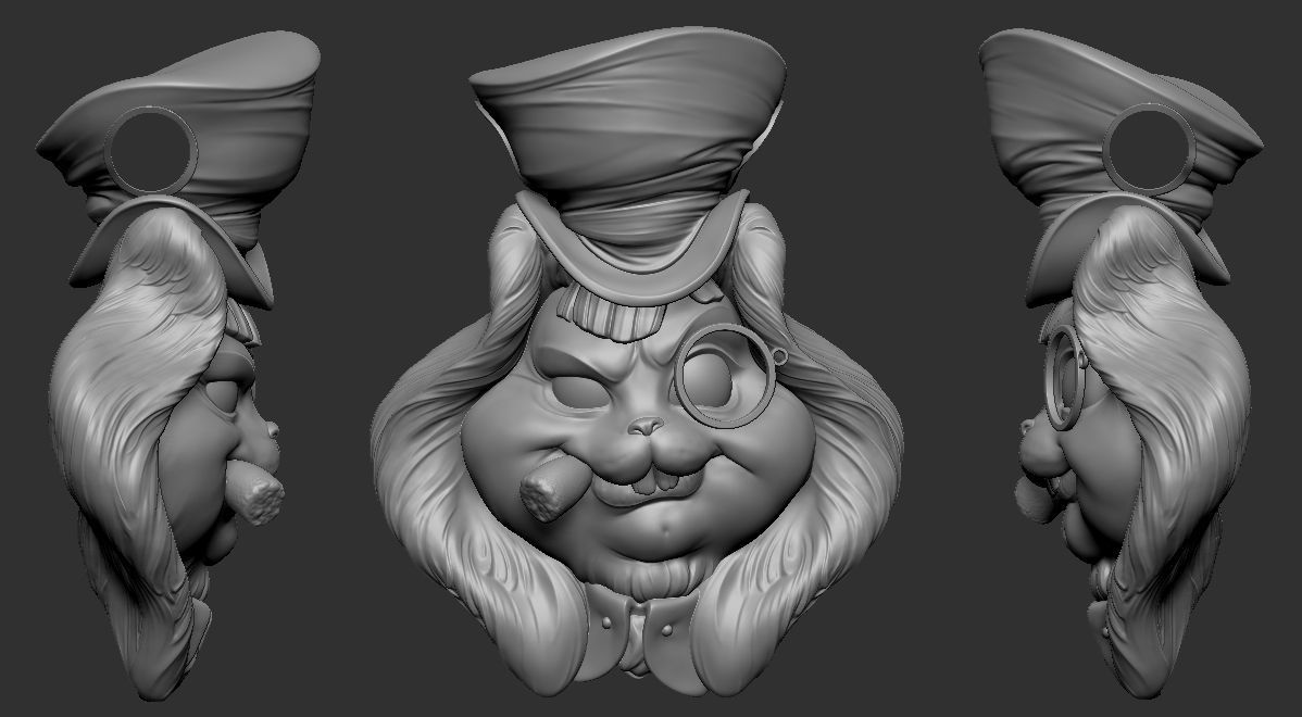 Hatters Rabbit Jewelry Pendant -  3D print model_16