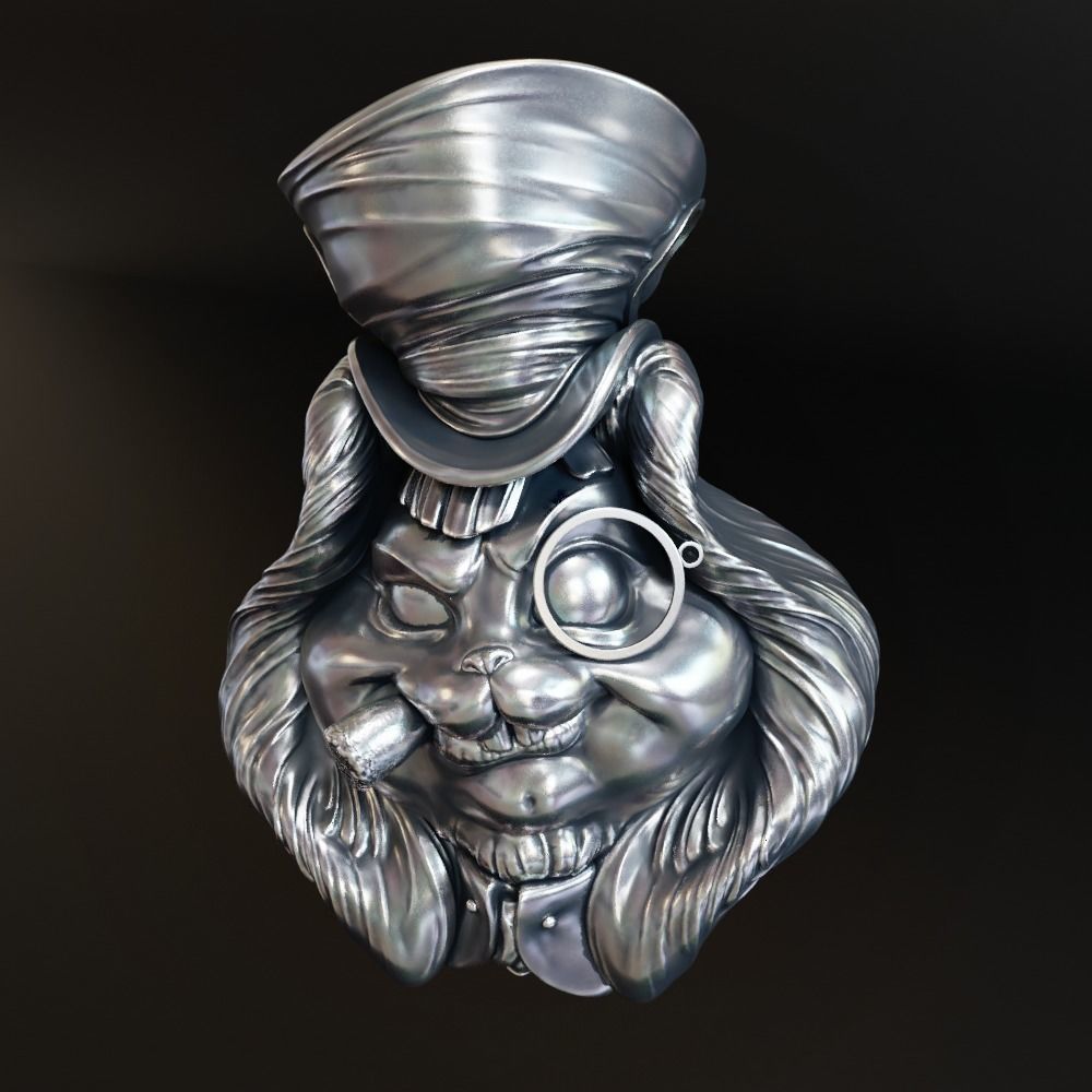 Hatters Rabbit Jewelry Pendant -  3D print model_9