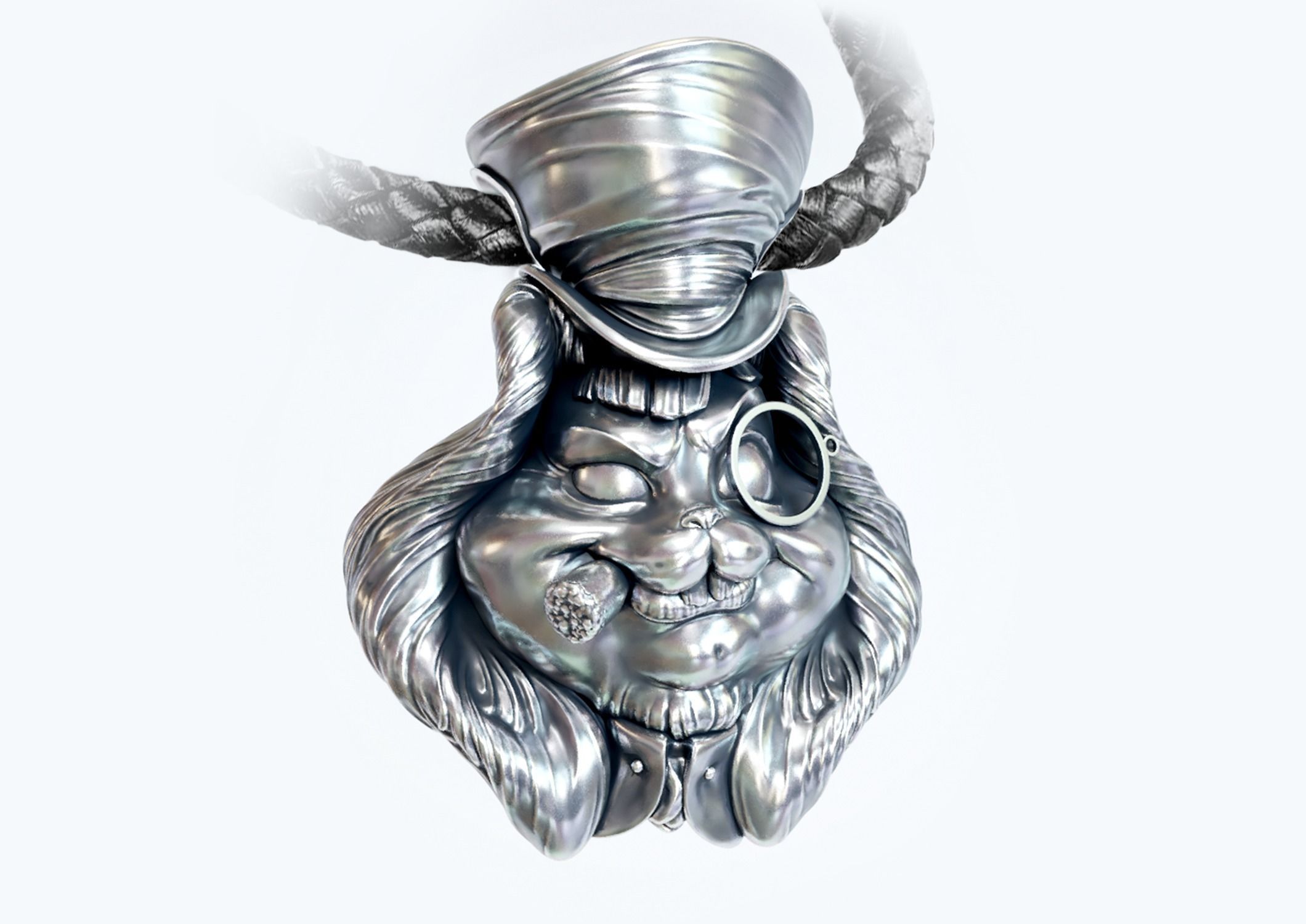 Hatters Rabbit Jewelry Pendant -  3D print model_2