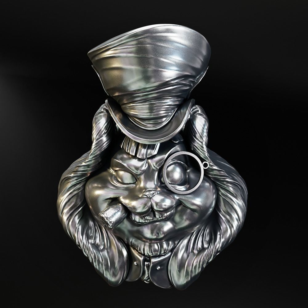 Hatters Rabbit Jewelry Pendant -  3D print model_12