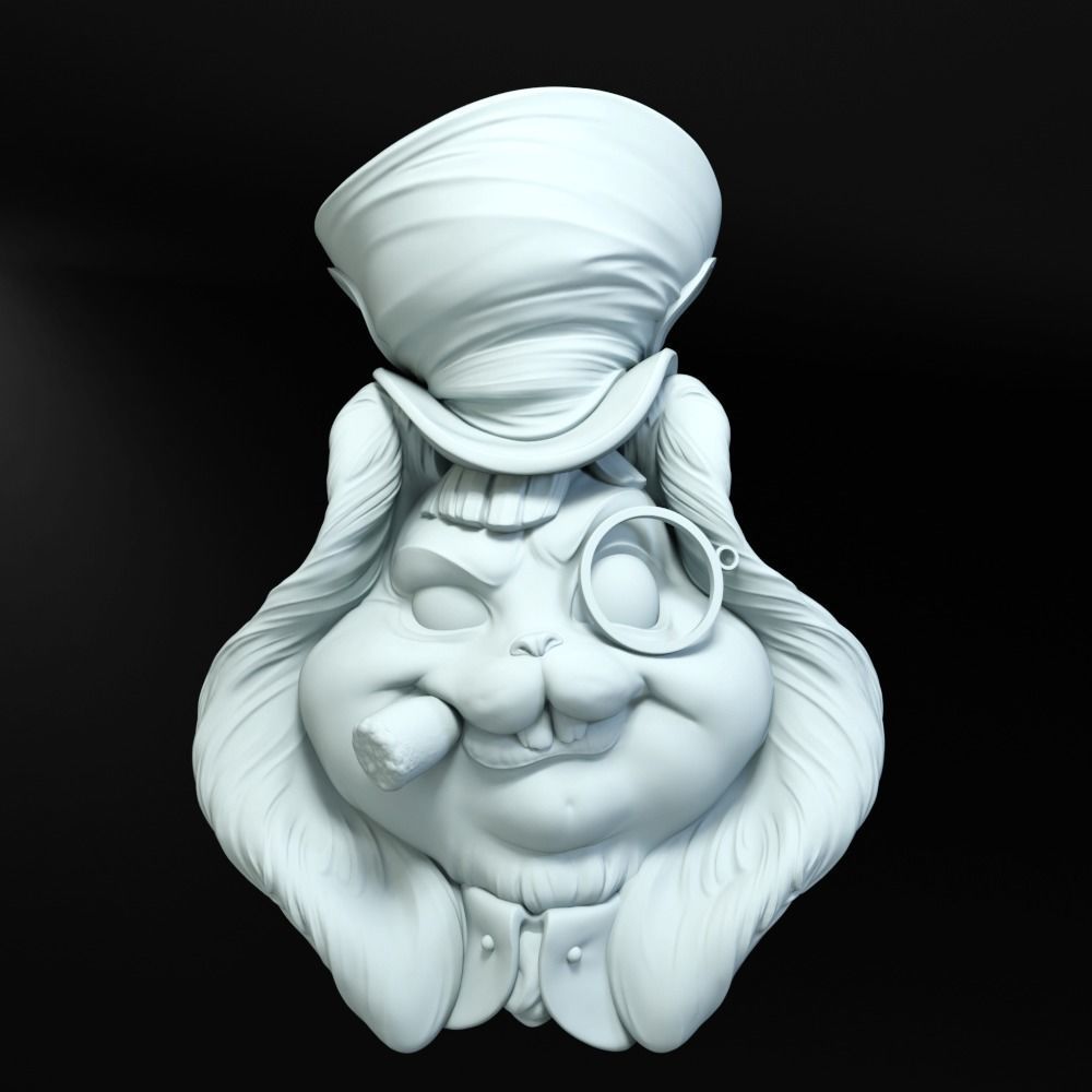 Hatters Rabbit Jewelry Pendant -  3D print model_8