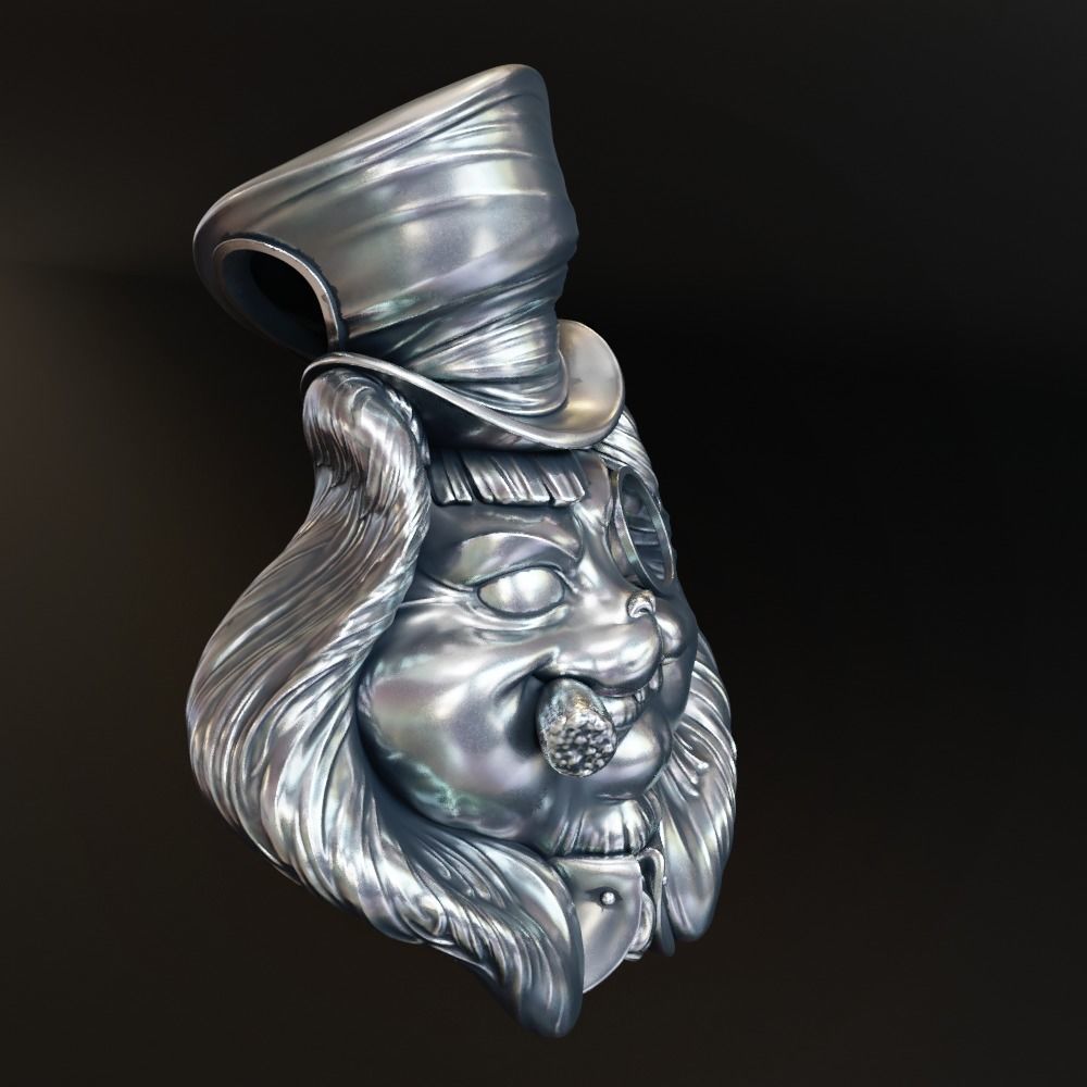 Hatters Rabbit Jewelry Pendant -  3D print model_10