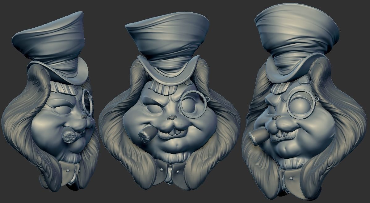 Hatters Rabbit Jewelry Pendant -  3D print model_17