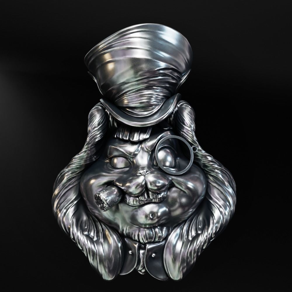 Hatters Rabbit Jewelry Pendant -  3D print model_13
