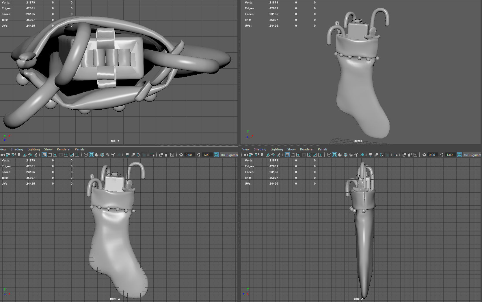 Christmas Stocking 2 Low-poly 3D model_11