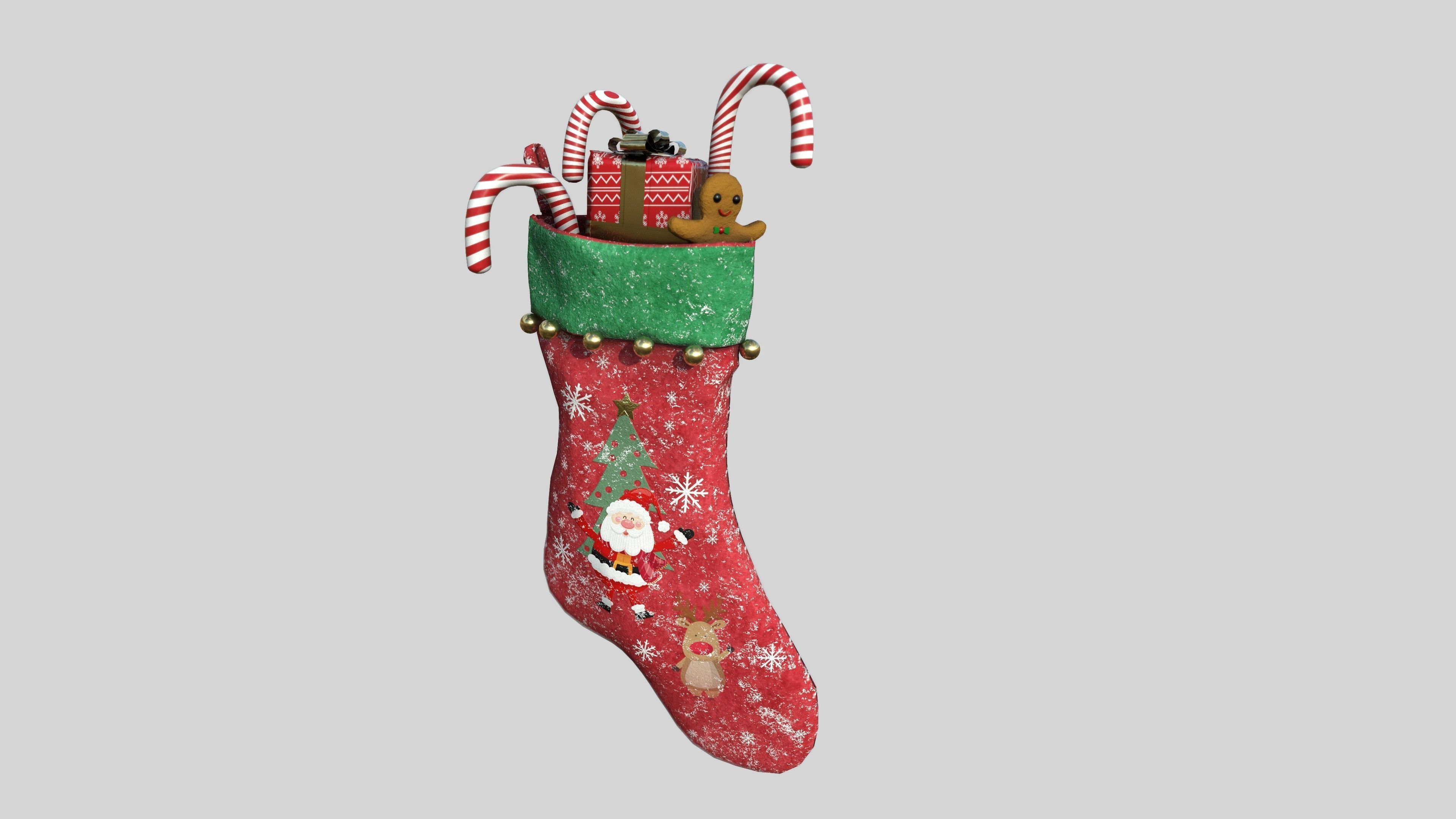 Christmas Stocking 2 Low-poly 3D model_4