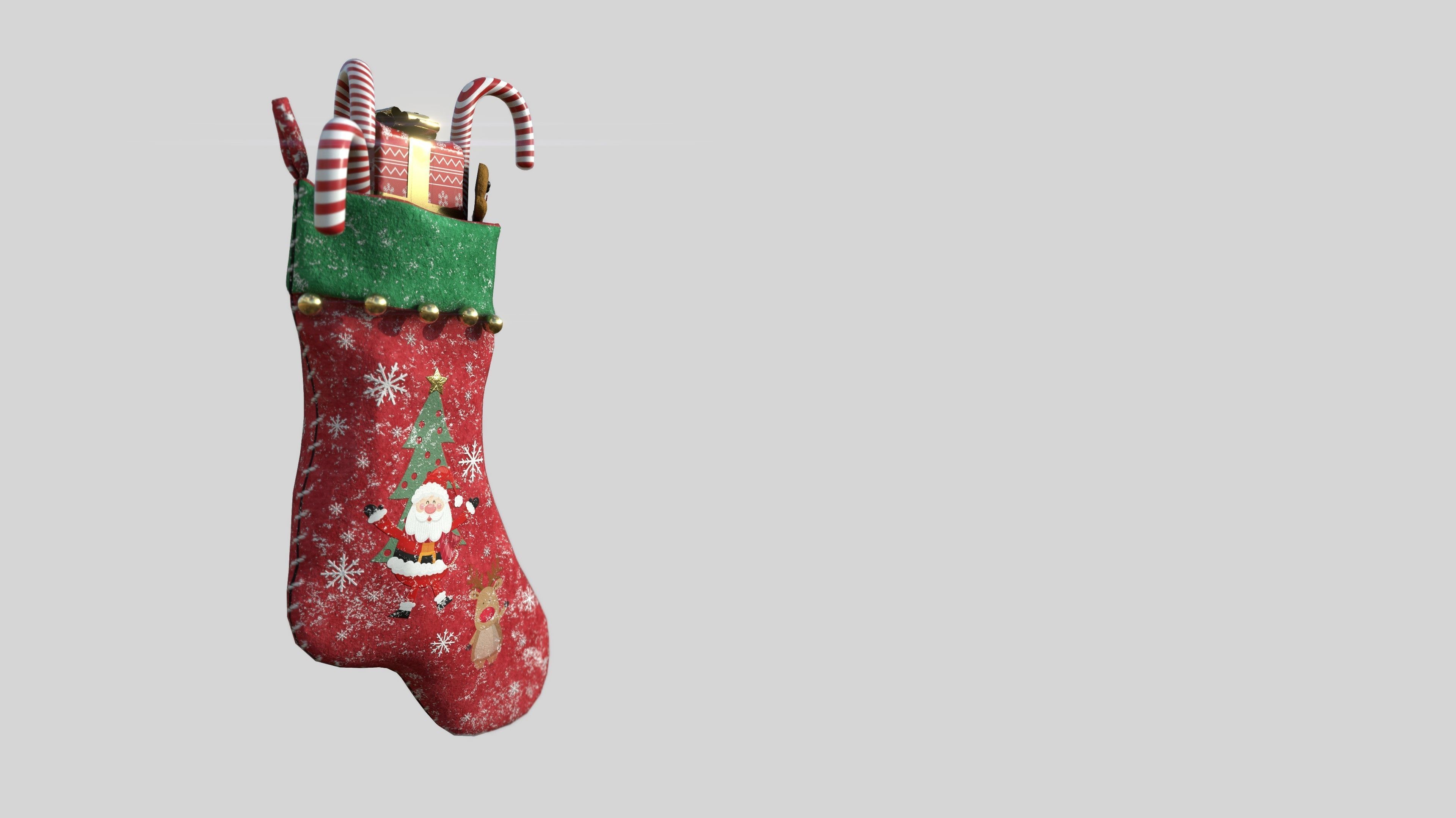 Christmas Stocking 2 Low-poly 3D model_3
