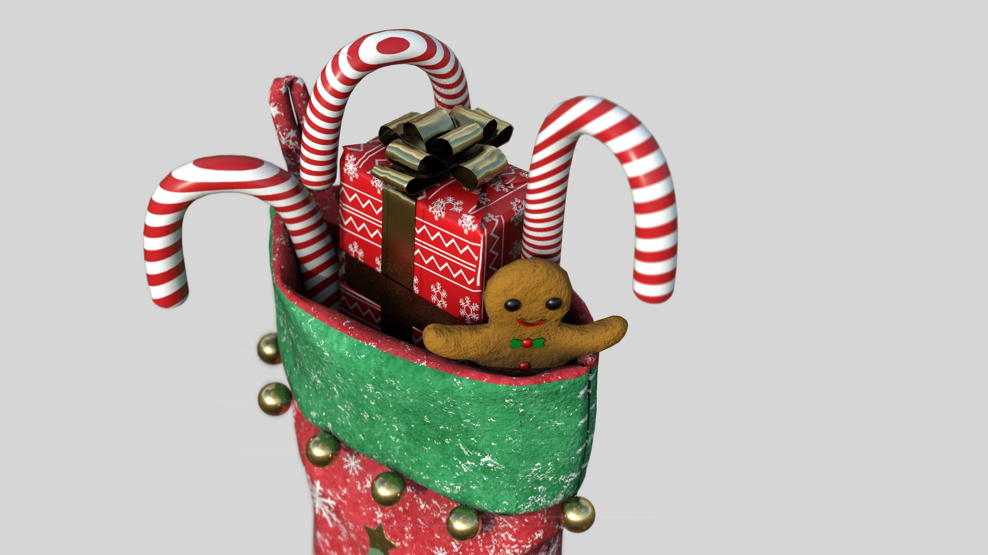 Christmas Stocking 2 Low-poly 3D model_2